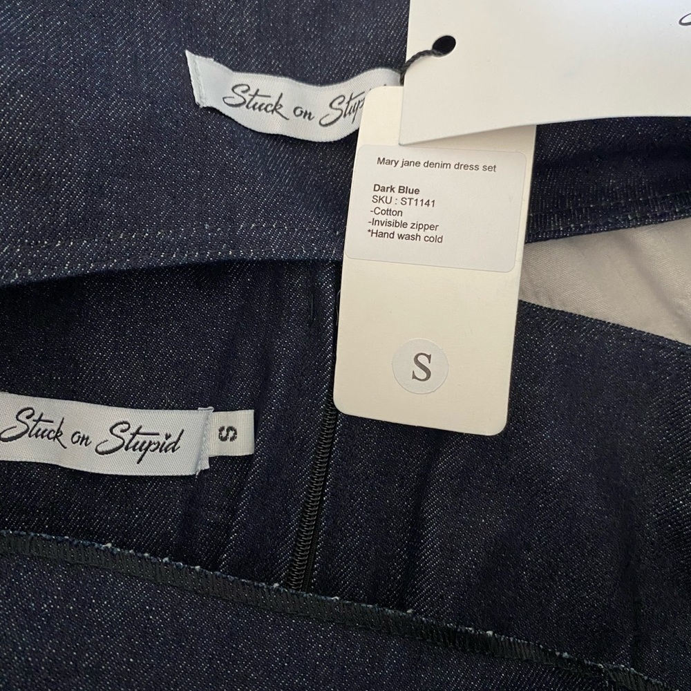 Stuck on Stupid | NWT’s cyber Y2K “Mary Jane Denim Set” pleated lace mini dress - Picture 7 of 7